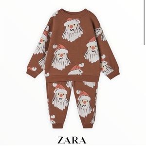 HTF Zara Santa matching set 3-6m